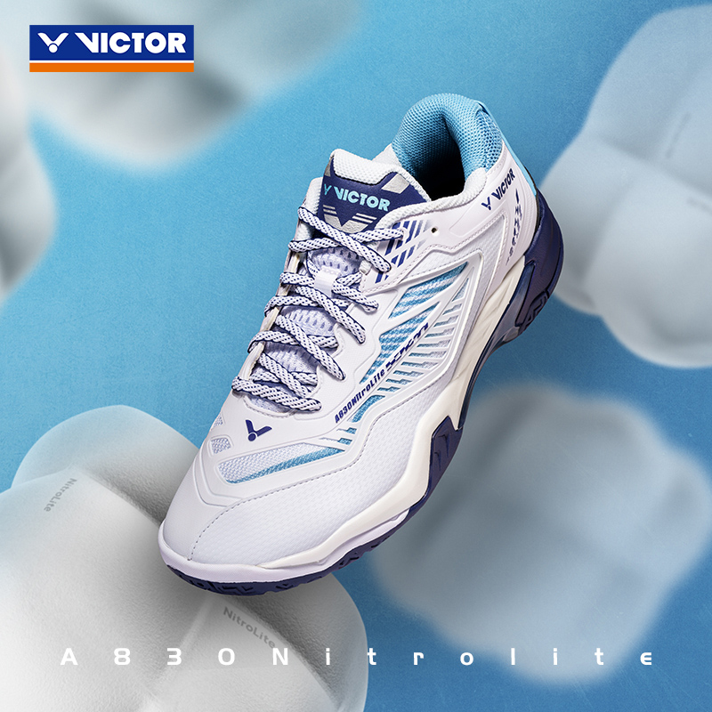 Victor A830NitroLite AB WIDE Professional Badminton Shoes White/ Blue MEN'S