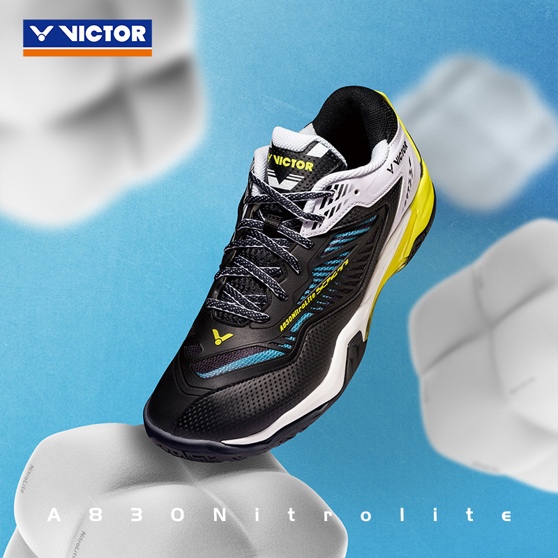 Victor A830NitroLite CA WIDE Professional Badminton Shoes Black/ White MEN'S